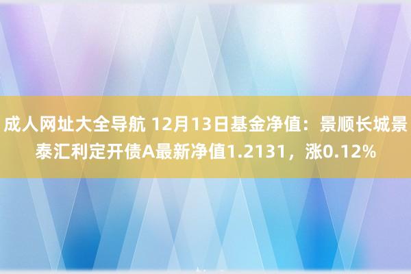 成人网址大全导航 12月13日基金净值：景顺长城景泰汇利定开债A最新净值1.2131，涨0.12%