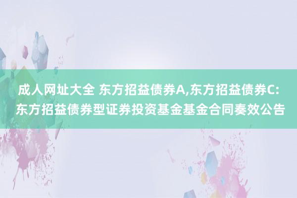 成人网址大全 东方招益债券A,东方招益债券C: 东方招益债券型证券投资基金基金合同奏效公告