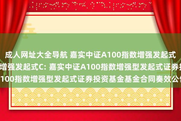 成人网址大全导航 嘉实中证A100指数增强发起式A,嘉实中证A100指数增强发起式C: 嘉实中证A100指数增强型发起式证券投资基金基金合同奏效公告