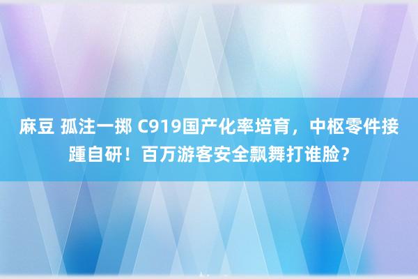 麻豆 孤注一掷 C919国产化率培育，中枢零件接踵自研！百万游客安全飘舞打谁脸？