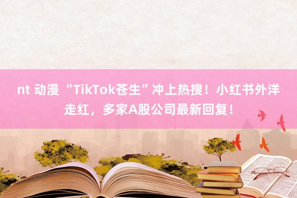 nt 动漫 “TikTok苍生”冲上热搜！小红书外洋走红，多家A股公司最新回复！