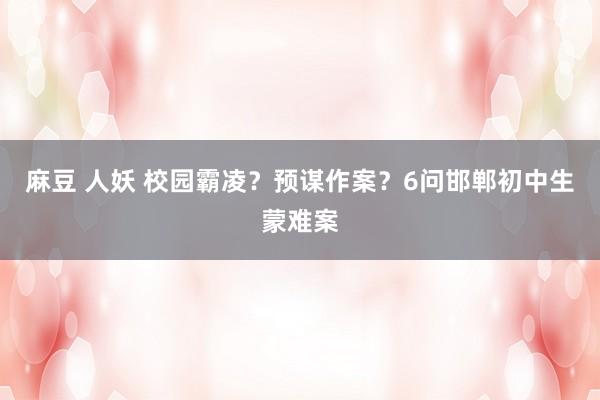 麻豆 人妖 校园霸凌？预谋作案？6问邯郸初中生蒙难案
