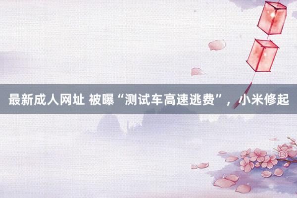最新成人网址 被曝“测试车高速逃费”，小米修起