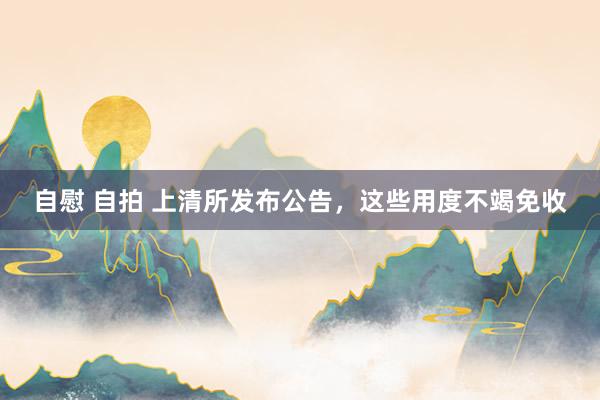自慰 自拍 上清所发布公告，这些用度不竭免收