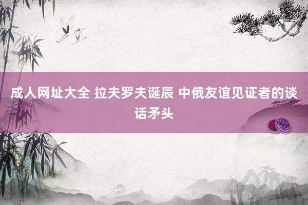 成人网址大全 拉夫罗夫诞辰 中俄友谊见证者的谈话矛头
