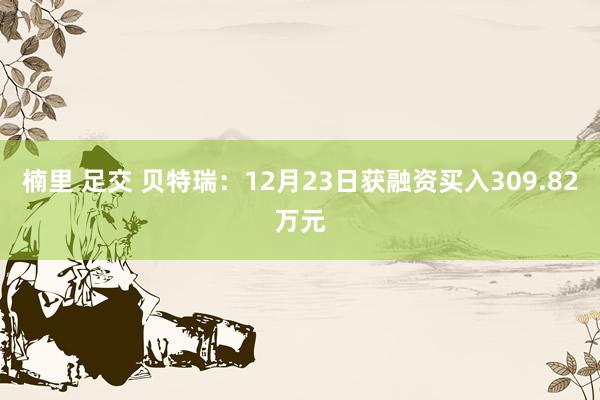 楠里 足交 贝特瑞：12月23日获融资买入309.82万元