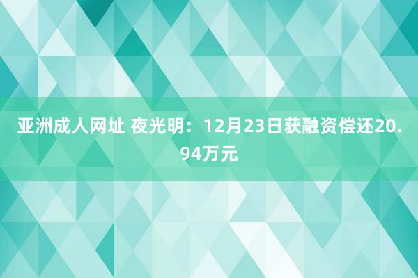 亚洲成人网址 夜光明：12月23日获融资偿还20.94万元