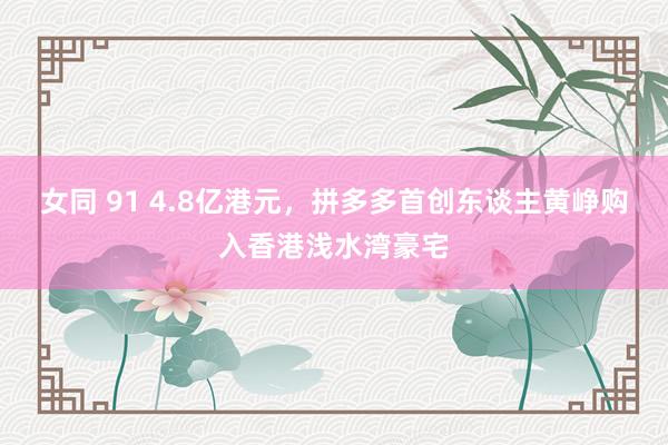 女同 91 4.8亿港元，拼多多首创东谈主黄峥购入香港浅水湾豪宅