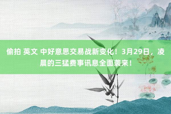 偷拍 英文 中好意思交易战新变化！3月29日，凌晨的三猛费事讯息全面袭来！