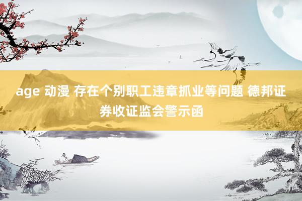age 动漫 存在个别职工违章抓业等问题 德邦证券收证监会警示函