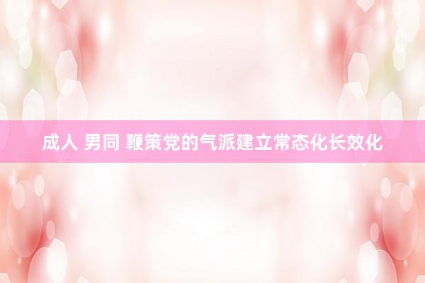 成人 男同 鞭策党的气派建立常态化长效化