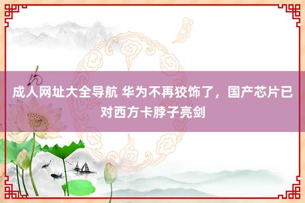 成人网址大全导航 华为不再狡饰了，国产芯片已对西方卡脖子亮剑