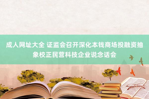 成人网址大全 证监会召开深化本钱商场投融资抽象校正民营科技企业说念话会