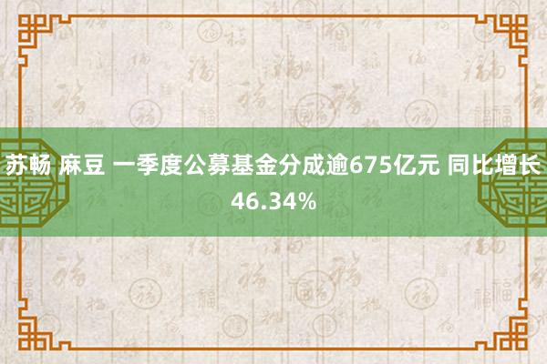 苏畅 麻豆 一季度公募基金分成逾675亿元 同比增长46.34%