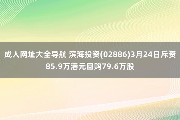 成人网址大全导航 滨海投资(02886)3月24日斥资85.9万港元回购79.6万股