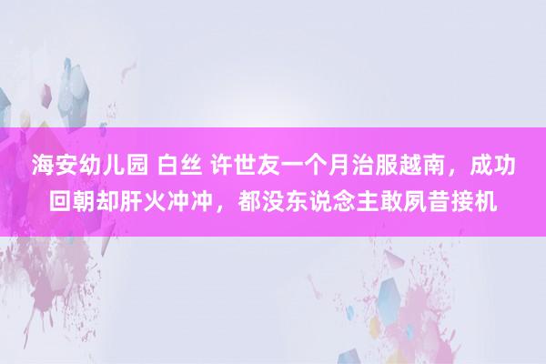海安幼儿园 白丝 许世友一个月治服越南，成功回朝却肝火冲冲，都没东说念主敢夙昔接机