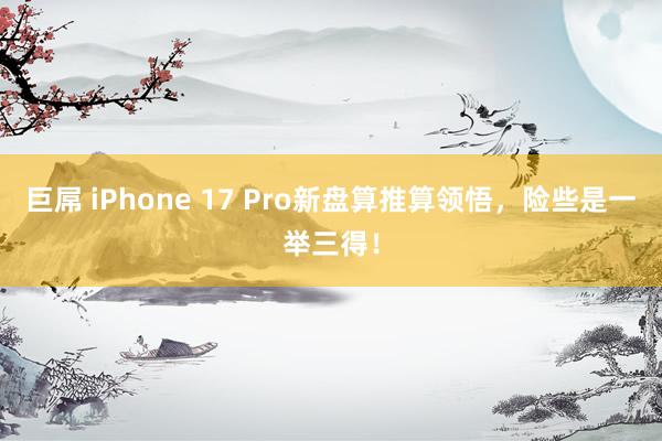 巨屌 iPhone 17 Pro新盘算推算领悟，险些是一举三得！