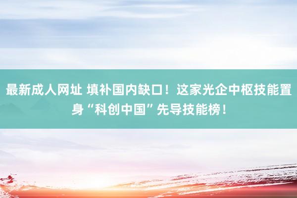 最新成人网址 填补国内缺口！这家光企中枢技能置身“科创中国”先导技能榜！