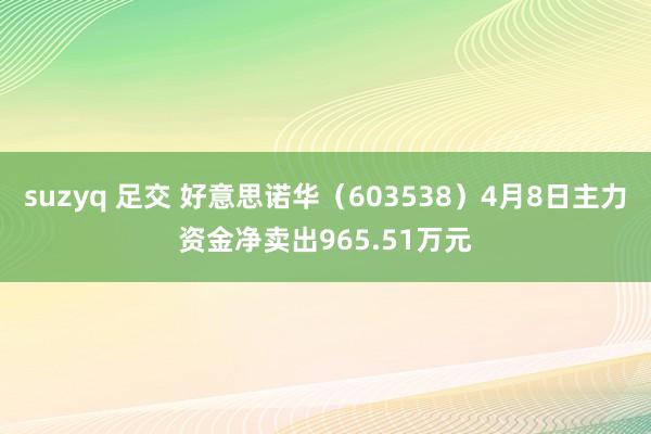suzyq 足交 好意思诺华（603538）4月8日主力资金净卖出965.51万元