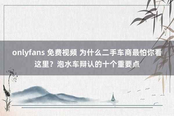 onlyfans 免费视频 为什么二手车商最怕你看这里？泡水车辩认的十个重要点