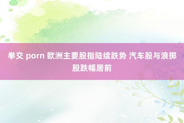 拳交 porn 欧洲主要股指陆续跌势 汽车股与浪掷股跌幅居前