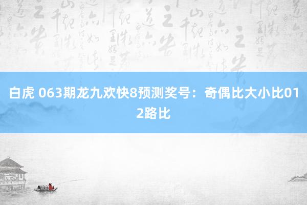 白虎 063期龙九欢快8预测奖号：奇偶比大小比012路比